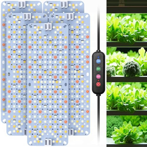 ANPSSSEN Confezione da 5 lampadine LED da 60 W, 960 LED, luce per piante da interno, pannello per piante con funzione margherita, timer 4/8/12H, lampada per la coltivazione di verdure e fiori