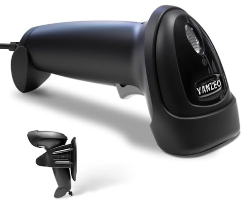 YANZEO S200 Scanner de Codes-Barres 2D – Lecteur de Codes-Barres USB Haute Vitesse avec Support Mains Libres, Scanner de Code QR pour POS, inventaire et Vente au détail – Plug & Play