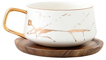 YIHANSS Mugs Marble Ceramic Coffee Cups Condensed Coffee Mugs Cafe Tea Breakfast Milk Cups Saucer Suit With Dish Spoon Set Ins