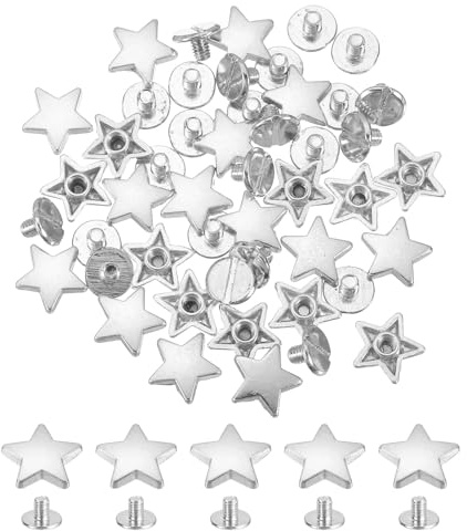QUARKZMAN 24 Set Borchie a Stella 12mm in Metallo per Artigianato Argento