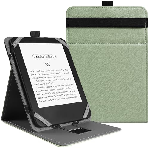 VOVIPO Custodia universale per 6 6.8 7 Kindle Paperwhite/colorsoft eReaders,Stand Cover con cinturino compatibile con Kindle/Kobo/Tolino/Pocketbook/Sony 6-6.8-7 pollici ebook readers-Matcha verde