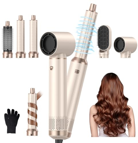 OKWRAP Hairstyler 5 in 1, Hair Styler Set, Airstyler 5 in 1, Haarstyler mit Fön Ionen Haartrockner, Lockenstsb, Glättbürste, Warmluftbürste fur Trocknen