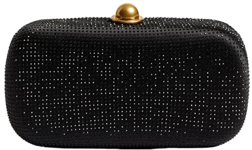 Ted Baker Cryzela Clutch, mit Kristallverzierung, Schwarz mit goldfarbenem Kettenriemen