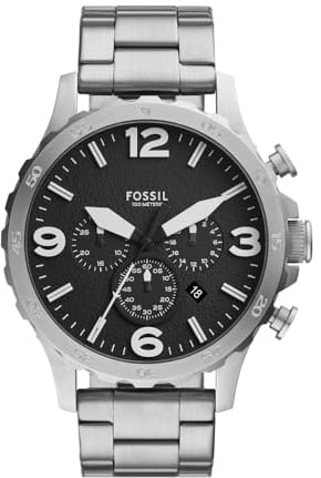 Fossil Nate Herren 50MM Silberne Edelstahluhr, JR1532