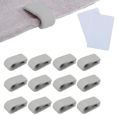ZXNJA 12 Stück Bettdeckenhalter Gegen Verrutschen,Bettdecken Clips,Bettdeckenhaltermit Installationskarten rutschfeste Federdraht-Klammern Um Die Bettdecke An Ort Und Stelle Zu Halten (Grey)