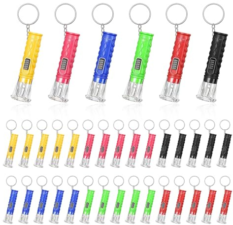 flintronic 30PCS Mini Linterna Llavero, Pequeña Linterna LED, Mini Linterna para Emergencias al Aire Libre, Juguete para Cumpleaños, Clases Escolares, Fiestas Favoritas (6 Colores)