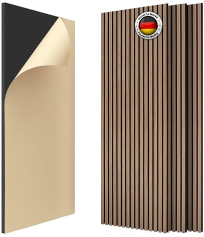 IZODEKOR Holzoptik Akustikpaneele Selbstklebend 120x60x2,1cm, Holzoptik Wandpaneele Wandverkleidung Innen und Schalldämmung, Wand Deko Wohnzimmer 4 Stück - 2,88m² Dunkelwalnuss