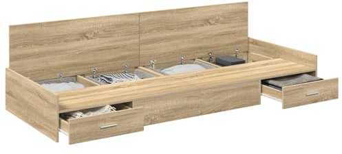 mtlskopl Einzelbett Sonoma-Eiche 70 x 190 cm mit Kopfteil und Schublade aus Holzwerkstoff Modernes Design und Stabilität für Jugendzimmer und Gästezimmer
