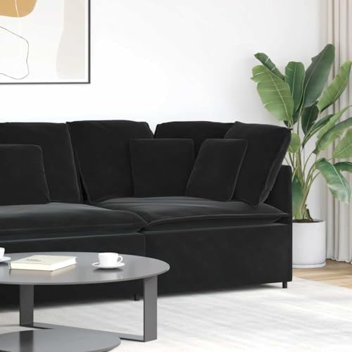 Augerlite Modulares Sofa Eckmodul mit Kissen Schwarz Samt 100 x 100 cm Metallrahmen Wohnlandschaft Erweiterung für Wohnzimmer Lounge mit hoher Stabilität und komfortabler Sitzfläche