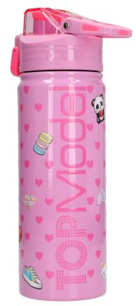 Depesche TOPModel Pin It - Trinkflasche aus Edelstahl in Pink | mit Model Motiv, Herzen und coolen Icons, Sportflasche mit Isolierung und Sport-Cap-Verschluss, Volumen ca. 600 ml, 14245