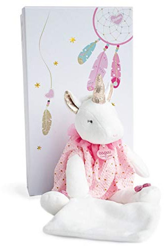 Doudou et Compagnie - Peluche Licorne Avec Doudou Mouchoir - 28 cm - Rose - Attrape Rêve - DC3543