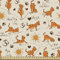 ABAKUHAUS Katze Gewebe als Meterware, Kätzchen, die Yoga-Tatzen tun, Schön Gewebten Stoff für Polster und Wohnaccessoires, 1M (148x100cm),Orange Braun Creme