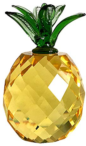 BSGP Mini-Ananas-Figur, Kristallglas, Briefbeschwerer, Bastelfigur, Tischdekoration, Gelb