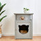 Cherry Tree Furniture BASTET Wooden Cat Cave Bedside Cabinet | Litter Box | Cat House Nightstand (Grey)