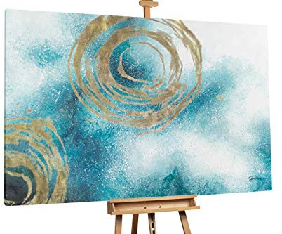 KunstLoft® XXL Gemälde 'Turning Tides' 180x120cm | original handgemalte Bilder | Fluid Painting Türkis | Leinwand-Bild Ölgemälde einteilig groß | Modernes Kunst Ölbild