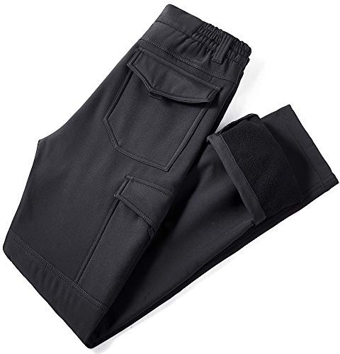 YAWHO Herren Wanderhose Outdoorhose Trekkinghose Softshellhose Funktionshose Cargohose/Schnell Trockend Wasserdicht Winddicht (Black 108, XL)