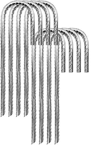 Garden Mile 12 Inches Large Heavy Duty Tent Pegs 8 Pcs Metal Ground Stakes for Garden Fencing Steel Fencing Pins Fence Stakes Metal Spikes Heavy Duty Gazebo Football Goal Pegs