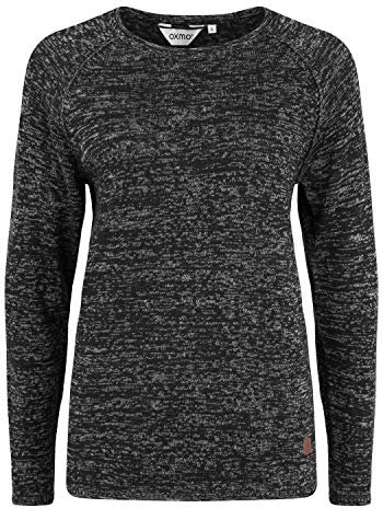 OXMO OXDaniela Damen Strickpullover Feinstrick Pullover mit Rundhalsausschnitt, Größe:M, Farbe:Black (70155)
