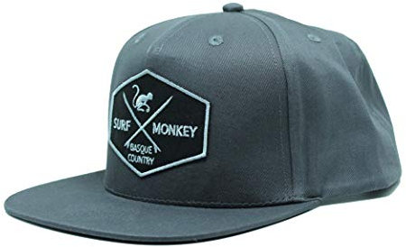 Casquette Snapback pour Homme/Femme - Surf Monkey Patch - Casquette De Baseball à 5 Panneaux - Taille Unique - Ajustable par réglette Plastique rétro Snapback - Surf Monkey® (Gris)