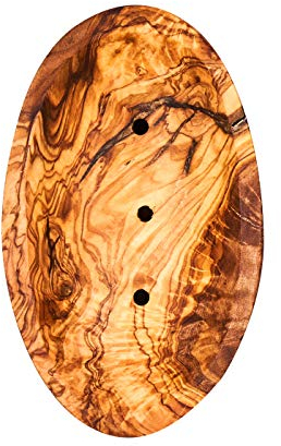 levandeo Olivenholz-Seifenschale ca.12x8cm Oval Seifenhalter mit Rillen Badzubehör Holz Natur Unikat Bad Seifenablage