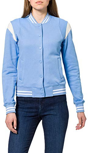 Urban Classics Ladies Inset College Sweat Jacket, Clearwater/whitesand, 4XL