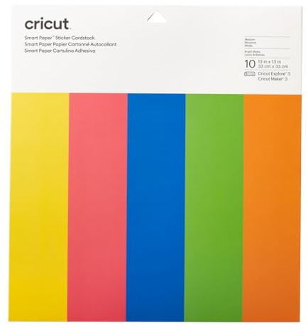 Cricut Smart Paper Sticker Cardstock | 10 sheets | 33cm x 33cm | Bright Bows