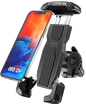 Grefay Fahrrad Handyhalterung, Edelstahl Motorrad Fahrrad Lenker Handy Halterung für Rennrad MTB Scooter Mit 360 Drehen für 4.7-6.8 Zoll Smartphone(mit 2 Anschlüssen)