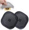Bovinde Hair Drain Catcher,Square Drain Cover for Shower Silicone Hair Stopper with Suction Cup,Easy to Install Suit for Bathroom,Bathtub,Kitchen 2 Pack(Black)