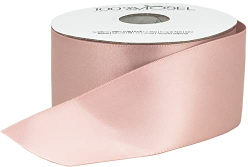 100% Mosel Satinband, in Blush Rosé, matt glänzendes Geschenkband, edles Schleifenband zum Dekorieren & Basteln, zum Einpacken besonderer Geschenke, für Hochzeiten, Taufen, uvm. (50 mm x 25 m)