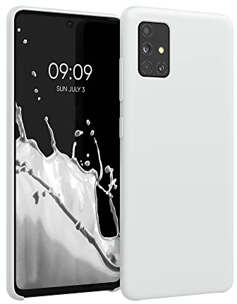 kwmobile Hülle kompatibel mit Samsung Galaxy A51 Hülle - Silikon Handy Case - Handyhülle weiche Oberfläche - kabelloses Laden - Weiß matt