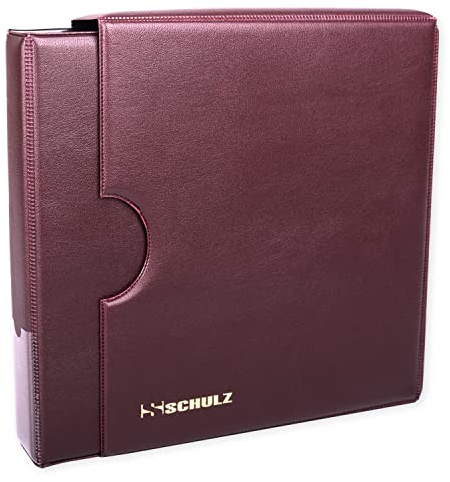 Colección de monedas Álbum con manga/cubierta – 50 p £1 £2 coronas carpeta de almacenamiento para 221 monedas – Soporte para coleccionar proteger y almacenar SCHULZ Coin Album Maroon