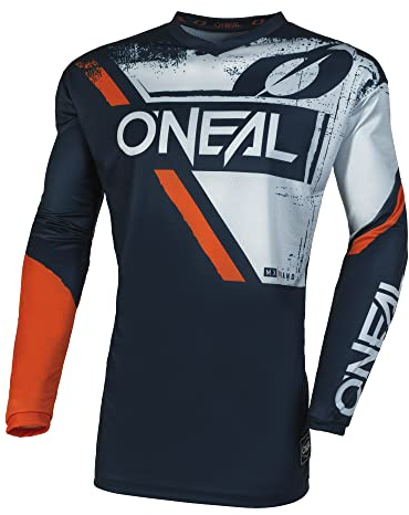 O'NEAL | Motocross-Jersey | MX Enduro | Gepolsterter Ellbogenschutz, V-Ausschnitt, atmungsaktiv | Element Jersey Shocker V.23 | Erwachsene | Blau Orange | Größe S
