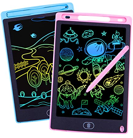 2 piezas Tableta Gráfica con Lápiz de Escritura LCD, 8,5 Pulgadas Tablero de Dibujo, Pantalla Colorida Borrable Reutilizable Juguete Educativo para Niños de 3+ Años