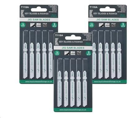 15 x Key Blades T118A Jigsaw Blades Compatible with Bosch, Dewalt, Makita, Milwaukee and many more