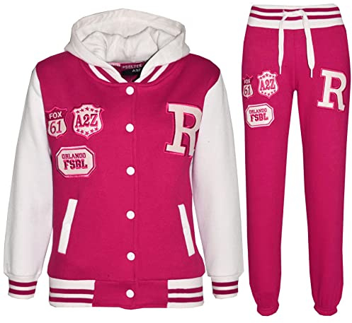 A2Z 4 Kids Unisex Girls Boys Baseball Tracksuit R Fashion FOX - B.B Tracksuit Pink 11-12.