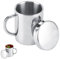 Kaffeetassen aus Edelstahl, Kaffeetassen aus Metall, doppelwandige Tasse mit Deckel und Griff Isolierter Kaffeebecher Reisebecher mit Griff zum Wandern, Camping, im Freien, Reisebecher(L)