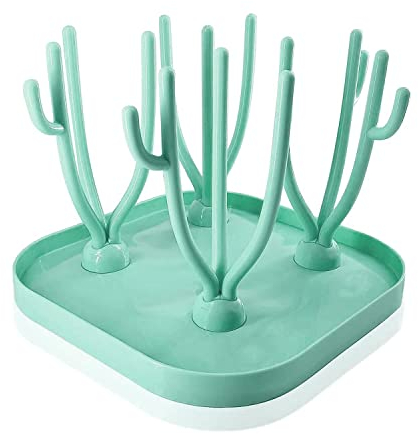 KEEPAQ Trockenständer Babyflaschen, Trockengestell für Babyflaschen mit Abnehmbarer Abtropfschale, BPA frei Babyflaschen Zubehör zum Trocknen von Babyflaschensaugern, Bechern und Andere Zubehör(Grün)