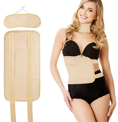 Castor Oil Pack Kit, Rizinusöl-Packung für die Leber, Rizinusöl Bio-Packung Set für Taille und Hals, wiederverwendbar, Baumwoll-Flanell-Kompressionswickel für Leber, (Khaki)