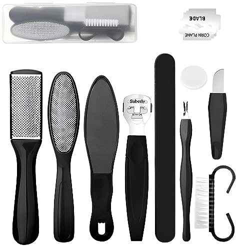 Kit de pédicure 10 pièces,Kit de Pédicure Professionnels,lime à pied en acier inoxydable,pour exfolier les peaux mortes et éliminer les callosités, Soin Pied