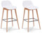 Kosmi Lot de 2 tabourets de Bar Blancs Style scandinave avec Pieds en Bois Naturel - Hauteur 66 cm