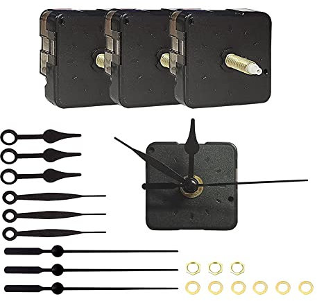 Lrtzizy 3 Pezzi Movimenti Orologio Orologio da Parete DIY Meccanismo Un Batteria Orologio Parti Abbinate e Puntatori Lunghezza Albero 22 Mm