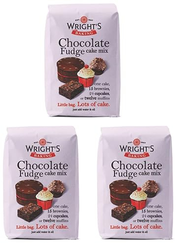Wright's | Baking Chocolate Fudge Cake Mix 3X500G (1.5Kg) | A rich Chocolate Fudge cake mix with a melting chocolate crumb | Use to bake light & moist cakes, brownies, muffins or cupcakes