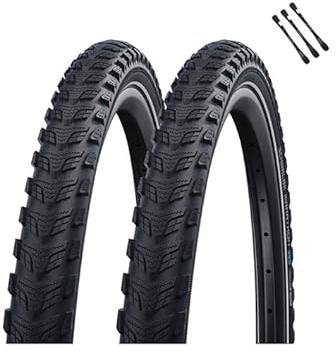 2er Set Schwalbe Fahrradreifen Marathon 365 28 Zoll (47-622) Reflex + AV DV SV Schlauch und 3 Metall Reifenheber E Bike (Ohne Schläuche, 28x2,15 Zoll (55-622))