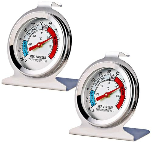 Greluma 2 Pz Termometro per frigorifero, termometro per congelatore con quadrante grande, termometro per temperatura serie classica per frigorifero con congelatore