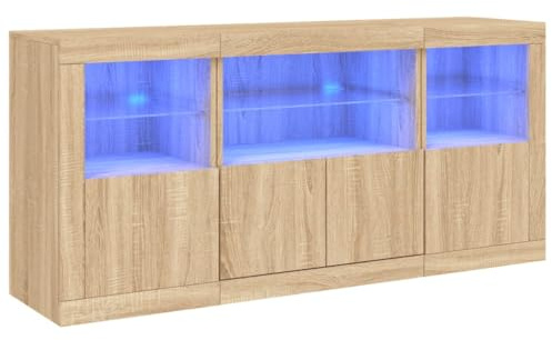 vidaXL Sideboard mit LED-Leuchten Sonoma-Eiche 142,5x37x67 cm