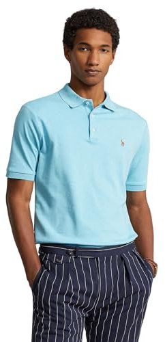 POLO RALPH LAUREN Pima-Poloshirt für Herren, kurzärmelig, Turquoise Nova Heather, Mittel
