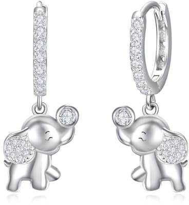 Niedliche Creolen mit Elefantenmotiv 925er Sterlingsilber zierlicher edler Schmuck Ostergeschenke für Frauen Freundin Freundschaft kleines Charm Geschenk