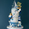 DRWATE Nautical Cake Toppers - Ship, Lighthouse, Balls, Seagull, Anchor, Rudder - Blue, Gold, Dark Blue, White - 24 Count - Birthday Occasion
