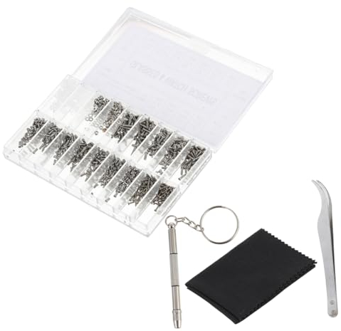 COLLBATH 1000stücke Brillenreparaturset Mit Schraubenbox Pinzette Schraubendreher Und Putztuch Teile Für Brillen Und Sonnenbrillenreparatur Aus Aluminiumlegierung Und Kunststoff