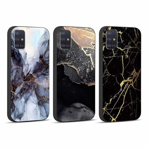 Foonary 3 Stück Hülle für Samsung Galaxy A51（4G） 6,5, Handyhülle mit Aesthetic Muster Motiv Design Case, Silikon Bumper Schutzhülle Cover für Samsung A51（4G）, Marmor 02